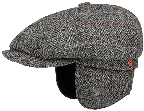 Mayser Seven Premium Harris Tweed Flatcap Schirmmütze Ohrenklappen Handmade kariert Made in EU Herren Winter Herbst