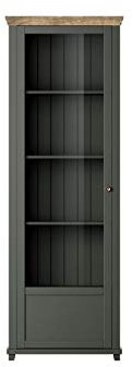 Furniture24 Vitrine Links Evora 06 mit 1 Tür und Einlegeboden, Grün, Landhaus möbel, Wohnzimmerschrank (ohne Beleuchtung)