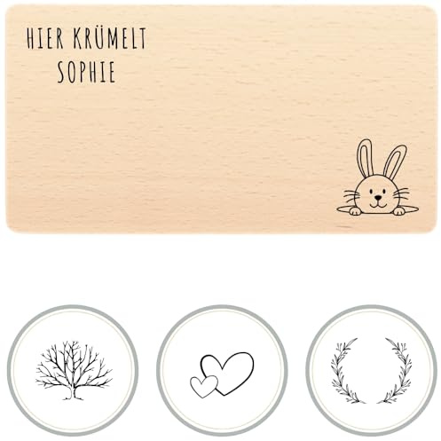 HOFMEISTER® Frühstücksbrett Holz mit Gravur – personalisiert mit Name und Motiv, Buche, 22 x 12 cm, Handarbeit (1 Stück)