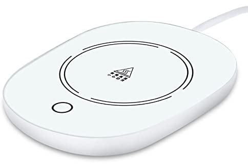 FAMYNGL Scalda Tazze, Pad Riscaldante Elettrico per Tazza USB per Scrivania, Tazza più Calda Calda Bevande Tazza Tappetino Home Office Desktop Riscaldato caffè tè Tazza Pad,Bianca,110V