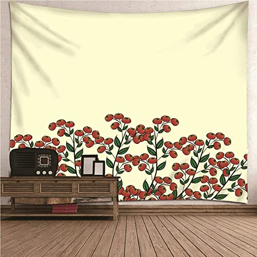 Aotiwe Wandteppich Aesthetic Indie, Vintage Wanddeko Wohnzimmer Fruchtmuster aus Polyester Beige Rot 210X140Cm