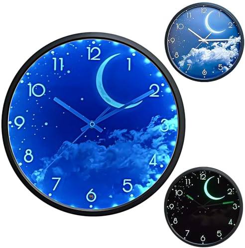 OCEST Orologio da parete luminoso per camera da letto, 30,5 cm, silenzioso, a batteria, per soggiorno, cucina, ampio display che si illumina al buio con luce notturna per bambini e ragazzi