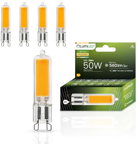 Lumiled LED Lampen G9 5er Set Leuchtmittel 5W (ersetzt 50W Glühlampe) 3000K Warmweiß 560lm 360° Lichtwinkel 230V Glühbirnen kleine Birne Energiesparende kein Flackern COB Lichtquelle