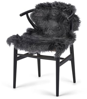 Nordic Sheep Lammfell Langhaarig 90x60 cm | Lammfell Echt für das Sofa, den Stuhl oder rund um den Esstisch | Jedes Lammfell Teppich ist EIN Unikat und von der Natur geschaffen | Farbe: Dunkelgrau