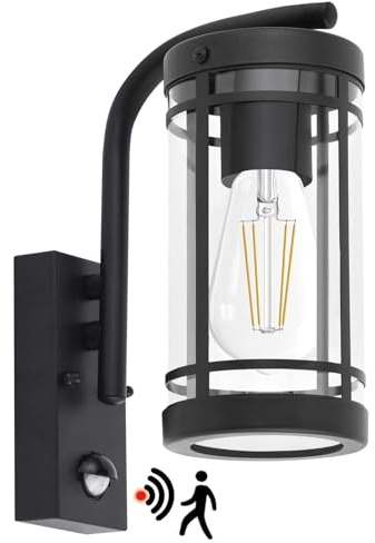 qfzwj Aussenlampe mit bewegungsmelder,Edelstahl,IP44 wasserdicht,Anthrazit | E27 Fassung Moderne Außenlampe für Garten, Fassade und Haustür