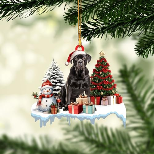 Talataca Cane Corso 2D Piatto Ornamento di Natale, Canna Corso Scatole Regalo Decorazione Albero di Pino, Ciondolo Casa Pendente Eve Keepsake, Accessori Specchio Retrovisore Auto, Regalo di Natale