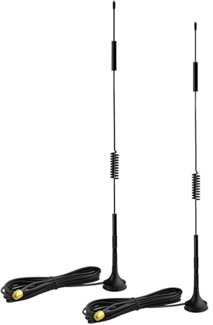 Bingfu Antenna 4G LTE Interna SMA Maschio MIMO 5 dBI Alto Guadagno con Base Magnetica Cavo 3 m Compatibile con 4G LTE Router MiFi Gateway Hotspot Mobile, 2 Pacchi