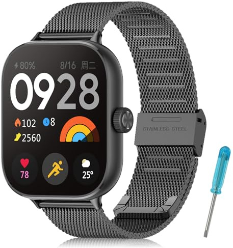 BDIG Cinturino Metallo Compatibile con Xiaomi Redmi Watch 6/5/4 e Mi Band 10 Pro /9 Pro - Acciaio Inossidabile Nero