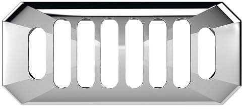 Balterley Sink Overflow Cover, Grill Design Overflow Sink Hole Cover, Basin Over Flow Ring, Over Flow Cap for Basins, Ceramic Accessories for Vanity Basin, Bathroom Sinks - 50 x 26mm (Chrome)