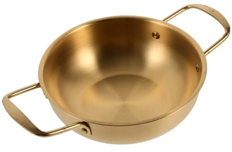 OUNONA Edelstahl Suppentopf Mit Doppelgriff 18cm Goldener Haushaltstopf Für Ramen Kochen Camping Mehrzwecktopf