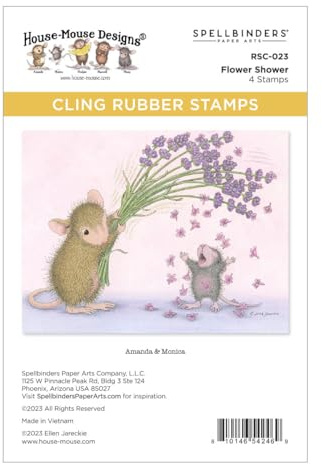 Spellbinders RSC-023 Flower Shower Cling Rubber Stamp Set from The House-Mouse Spring Has Sprung Collection, Red