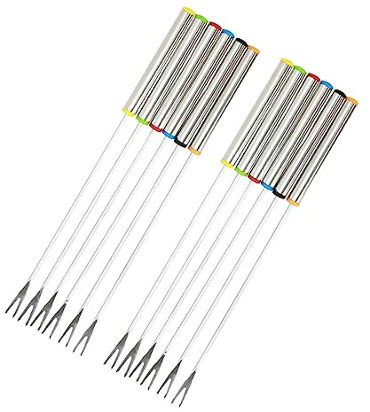 TOPBATHY 12 Pezzi In Acciaio Inox Forchetta Per Piatto Caldo Fonduta Di Cioccolato Forchetta Per Per Mescolare Caffè Forchette Per Fonduta Di Carne Forchette Per