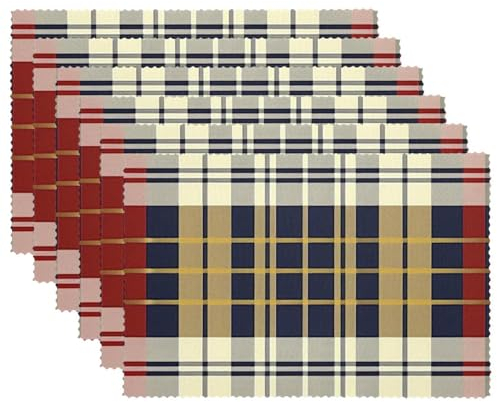 Platzset, Tischsets, Platzsets für Esstisch, Gitter Plaid Gitter Karo Tartan Muster, Tisch Platzsets 6er Set, Platzsets 4er Set
