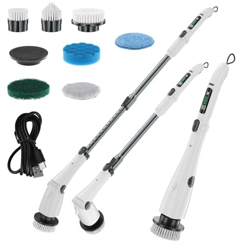 Electric Spin Scrubber, 2024 New Cordless Electric Cleaning Brush With 7 Replaceable Brush Heads, 3 Adjustable Speeds, And Extendable Handle, Power Scrubber For Cleaning Shower/Bathroom/Tub/Tile/Floor