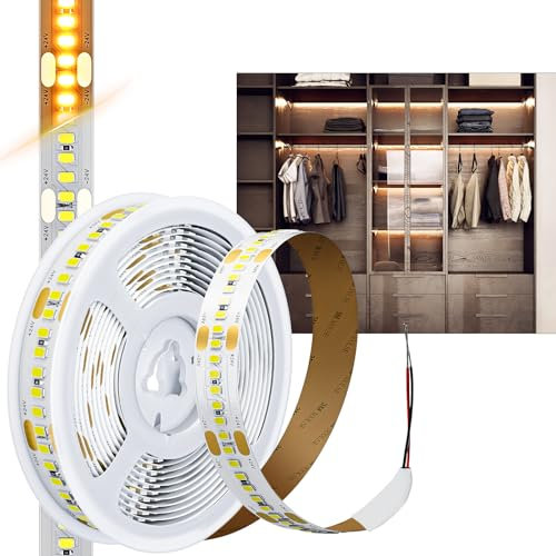HOOLED Pro LED Striscia 5 Metri 100W Luce Naturale 4000K 1190 LEDs, 2228lm/m, Striscia Led 24V CC Dimmerabile Alta Luminosità, Luce Nastro Luminoso