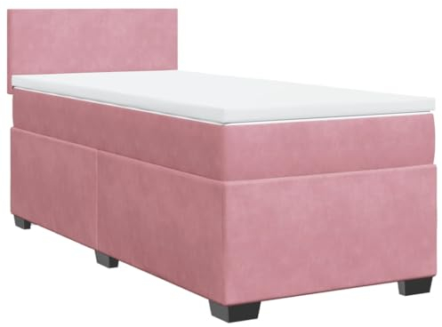 vidaXL Ramsäng med madrass rosa 90x190 cm sammet