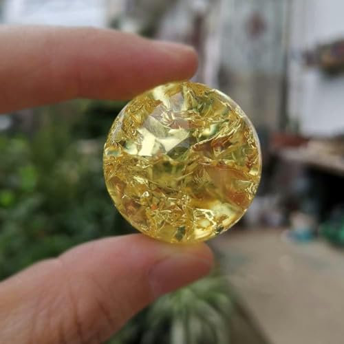 Bola de Cristal para Fuente de Agua, Esfera de Cristal para bonsái, Adornos para decoración del hogar, figurita de mármol, Color Amarillo, 30 mm