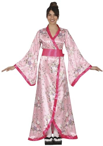 FIESTAS GUIRCA | Disfraz de Geisha Japonesa (36-38/S) - Kimono y Cinturón - Disfraces de Asia, Oriental, y Cultura Japonesa para Halloween, Carnaval y Fiestas Temáticas - Ideal para Mujeres - Rosa
