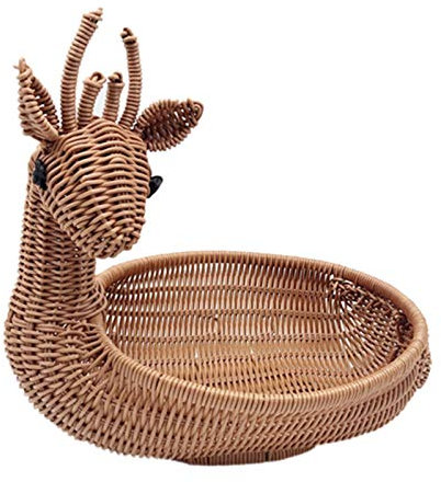 AUNANGLJSCS Obstschale Obstkorb Geflochtener Obstkorb, Nachahmung Kleiner Tiere, Brotkorb, Obstschalen, Tablett, Gemüse-Snackkorb, neuartige Obstschalen in Tierform(M)