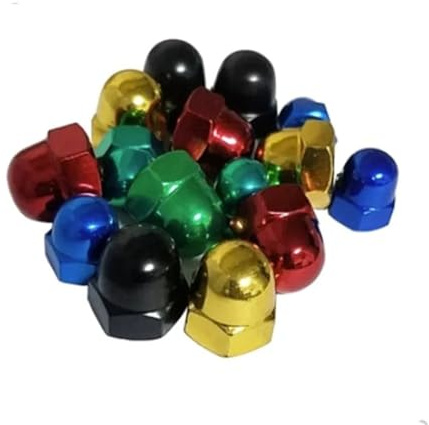 Premium-Schrauben M6 M8 M10 M12 Stahl mit bunten roten schwarzen Gloden-Hutmuttern, dekorative Hutmuttern rot M12 10 Stück(Red,M6 10PCS)