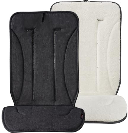 Momcozy Reversible Stroller Cushion | Universal Breathable Stroller Liner | Winter Warm Car Seat Liners | Crib Carriage Cushion Pad | Plush for Winter Use ＆Soft Fabric for All-Season Comfort