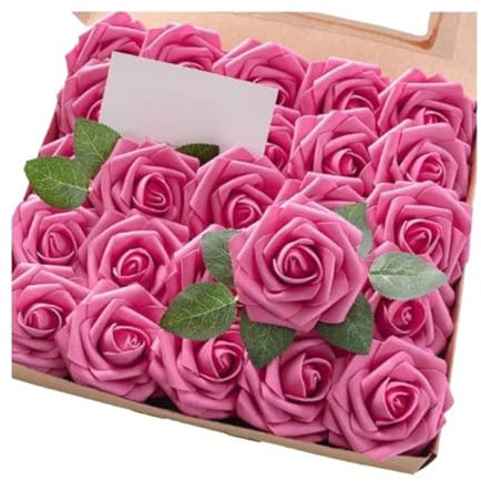 HBGRVCKS Künstliche Blumen, 25 Stück, künstliche Rosen, eignen Sich for DIY-Blumenarrangements, Hochzeiten, Hausgarten-Fotografien und andere Anlässe(Red 3)