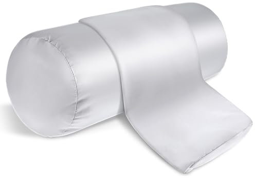 Gjinxi 2 Stück Kissenbezug, 41 x 15 cm Nackenrollenbezug Kopfkissenbezug Weich Kissenbezüge Kissenhülle mit Reißverschluss Nackenkissenbezug für Kissenrolle Nackenkissenrollen