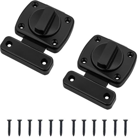 Zzcy 2 PCS Chiavistello Rotante Serratura per Porta Interna Rotate Bolt Latch in Lega di Zinco con 12 Viti per Porta Armadietto Finestra Bagno Nero
