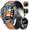 FOXBOX Smartwatch Herren Magnet Armbänder,1.43''AMOLED 500mAh Militär Smart Watch,IP68 Wasserdicht Fitnessuhr 110+ Sportmodi mit Taschenlampe Blutdruckmessung Herzfrequenz Schlafmonitor Schwarz Braun