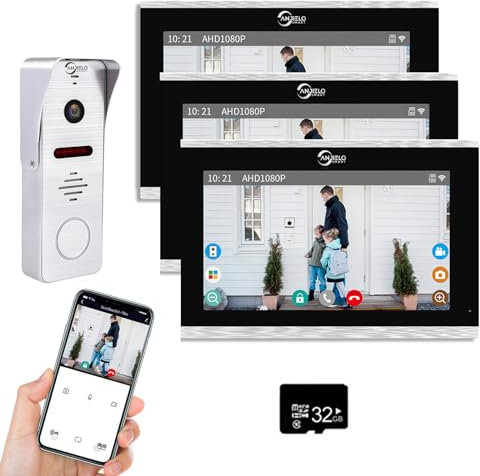 Verdrahtete Video-Türklingel Gegensprechanlage Wohnung 10-Zoll-Touch-Monitor-System 1080P Video-Eingangstürsprechanlage Türkamera TUYA WiFi Smart Home Türsprechanlagen (1 Türklingel+3 Monitor)