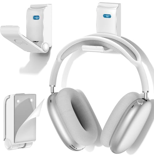 Kosker Gaming Headset Halterung, Universal Faltbar Kopfhörerhalter, Selbstklebend Kopfhörer Halter Tisch für Alle Kopfhörergrößen, Gaming Headset und Kopfhörerdisplay - 1 Stück Weiß