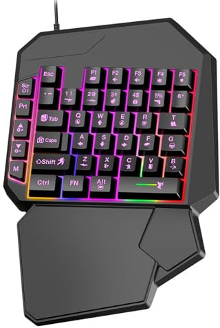 Portable Game Keyboard - Teclado de juego de 1 mano | 1 teclado de mano programable para teléfono móvil - Teclado de juego con controlador móvil, teclado de teléfono móvil, controlador de juego