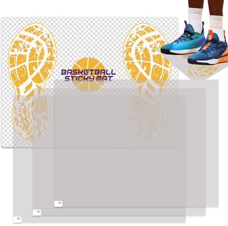 Basketball Sticky Mat, Volleyball Adhesive Grip Pad, 17x12 Inch Anti Slip Shoe Traction Mat, Portable Sticky Enhancer for Court Practice, Football, Training & Backyard Sports
