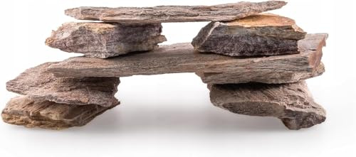 TD STONES Aquarium Steine Mehrfarbig 1kg Schieferplatte – Natursteine Deko für Aquascaping Höhle – Terrarium Zubehör Bunt Dekosteine Wasserneutral