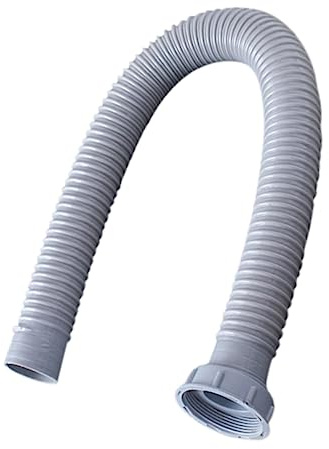 Gewinde Abflussrohr Flexibel 1m aus Pp und Pvc in Silber | Flexibler Abflussschlauch Waschbecken, Leicht zu Installieren und Zuschneidbar, für Badezimmerwaschbecken und Toiletten