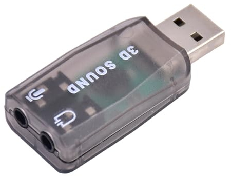 Computer Sound Card - USB Mini Sound Card | External - Virtual Surround Sounds | For Computer Notebook Tablet PC - Plug And Play - 10 And 11 Compatible - Black