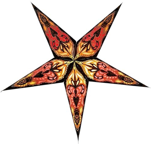 YEPSIO Lantern Lampshade Paper Star Light Shades Large 60cm Hanging Decorations for Christmas Wedding Home Decoration Birthday Party Foldable 5 Pointed Star (Glitter Black, Yellow, Red)