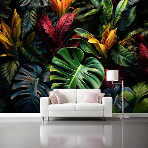 Mural De Papel Tapiz Vistoso - 150 x 105 cm Papel No Tejido Murales Decorativos Plantas tropicales Hojas Textura Tema Papel Tapiz 3D Sala De Estar - Decoración De Casa De Invierno