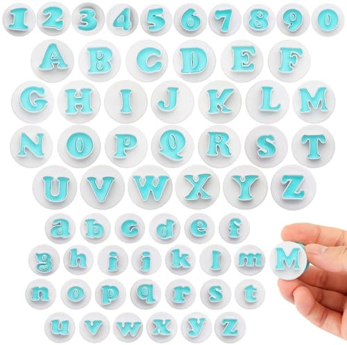 Lot de 62 Emporte-Pièces Lettres Alphabet et Chiffres pour Décoration de Gâteaux, Biscuits, Fondant, Chocolat - Idéal pour Mariage, Anniversaire, Noël et Fêtes Prénatales