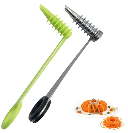 2 Stück Spiralschneider Gemüse, Tragbarer Julienneschneider, Kartoffelschneider aus Edelstahl, Vielseitiger Küchenwerkzeug für Gemüsezubereitung, Kartoffeln, Karotten, Zoodles, Obst Alltagsküche