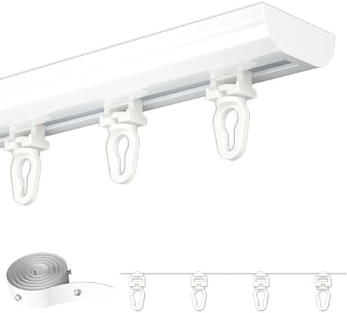 Bastone per tenda da soffitto con motivo ondulato, 100-600 cm, in alluminio, preforato, sistema divisorio per stanze per balconi, uffici, hotel (250 cm)
