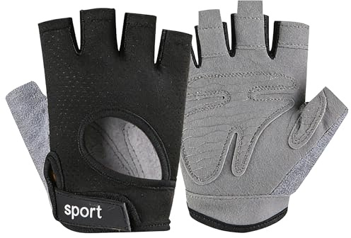 Bawnhaw Fingerless Workout Cycling Gloves for Women Men Anti Slip, Black