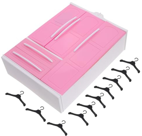 Veemoon Armario para Muñecas de 30 Cm Muebles para Casa de Muñecas con 10 Perchas Miniatura Organizador de Ropa Infantil Color Surtido Almacenamiento para Vestir Color