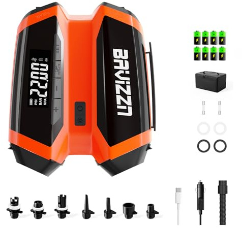 BAVIZZN Elektische Sup Pumpe Akku 22PSI Elektrische Pumpe Sup 76.96WH | Akku Pumpe Sup Aufblasen 6 SUP12V DC Typ-C-Anschluss Aufblasen & Entleere für Paddle-Board,Boot,Kayaks,Wassersport