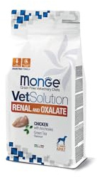 MONGE Cane VetSolution Renal And Oxalate Canine gusto Pollo | alimento secco completo dietetico per cani per il supporto della funzione renale, Made in Italy, 1 confezione da 2kg.