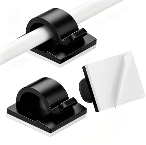 AiQInu 80 Pezzi Clip per Cavi, Fermacavi Adesivi Cable Organizer Scrivania, Clip Ferma Cavi Fermacavo Fili Management per Luce Fata