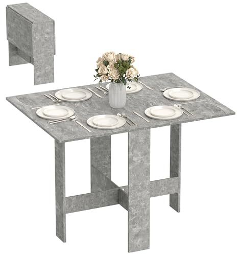 HOMCOM Folding Dining Table for 4-6 Drop Leaf Grey