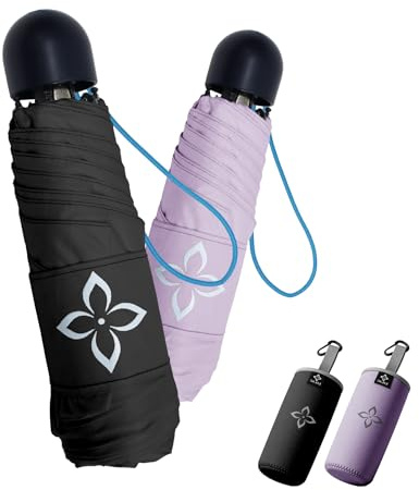LILAC Mini Taschenschirm & Reiseschirm, kompakter Regenschirm mit 110 cm Abdeckung, windfest, verstärkter Rahmen, leicht tragbar, UPF 100+ Sonnenschutz für Damen, Herren & Studenten