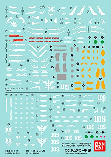 Bandai Model Kit- Gundam Decal 115 RG Sinanju 1/144, 24914