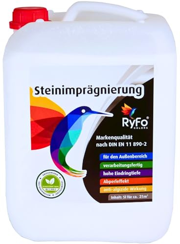 RyFo Colors Steinimprägnierung 5l (Größe wählbar) - Stein-Versiegelung, verarbeitungsfertig, Abperleffekt mit Langzeitschutz